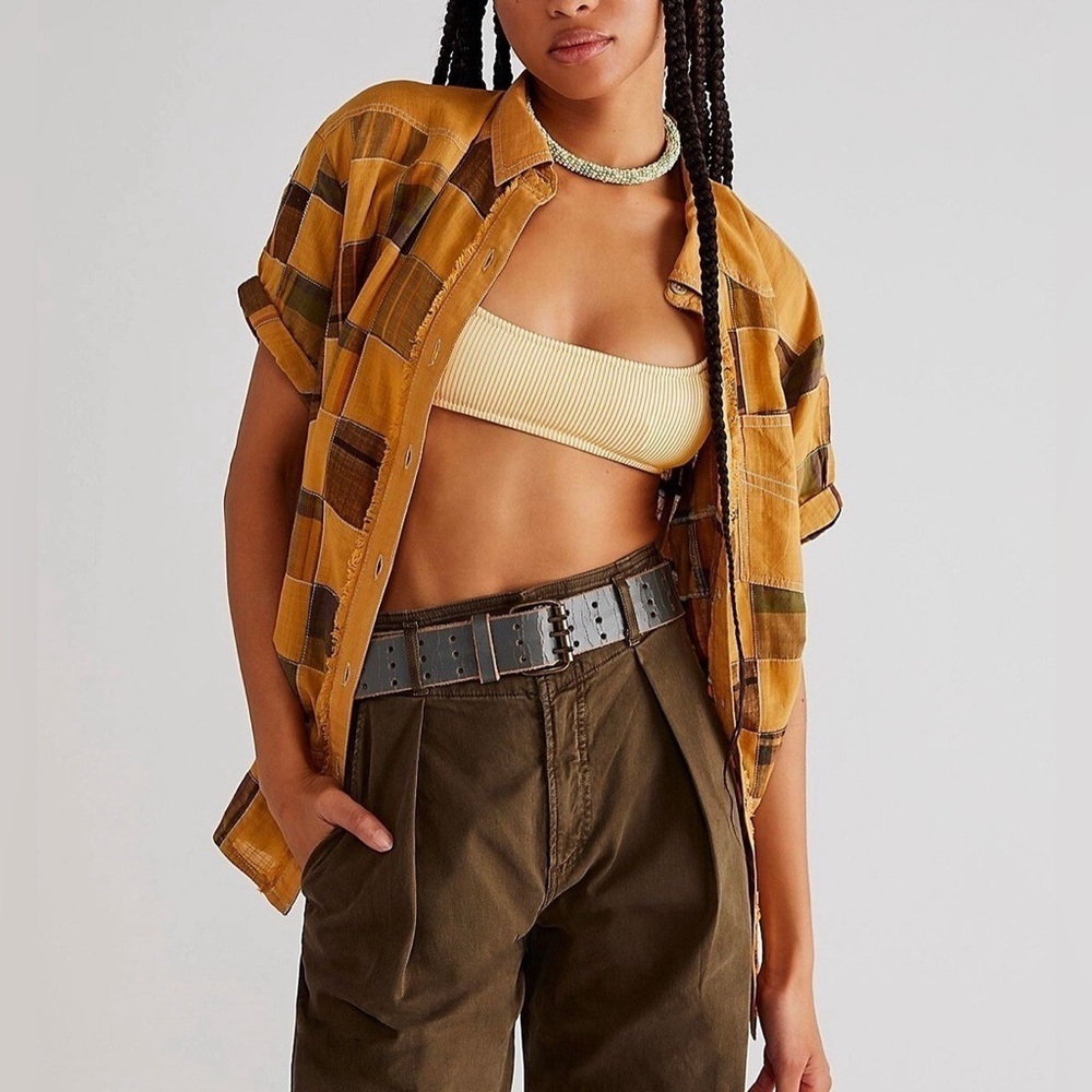 ❤️Free People Charleston Madras Check Button Up Shirt